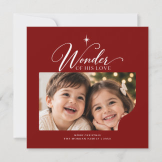 Red Wonder of His Script Photo Religious Christmas Holiday Card