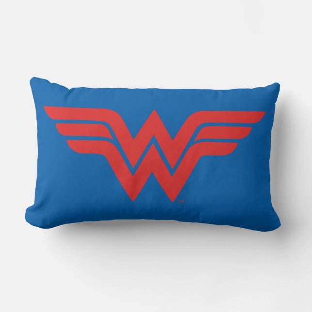 Red Wonder Woman Logo Lumbar Pillow (Front)
