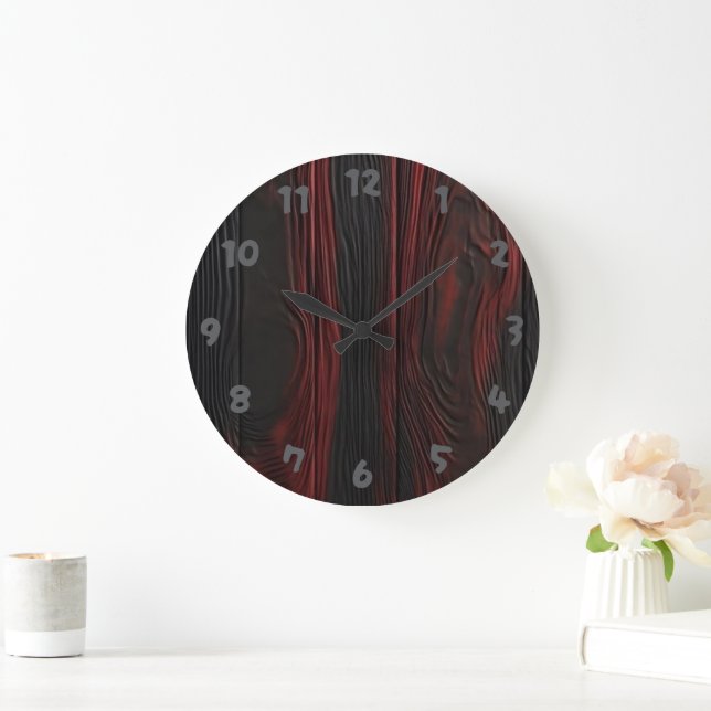 Red Wood Large Clock (Home)