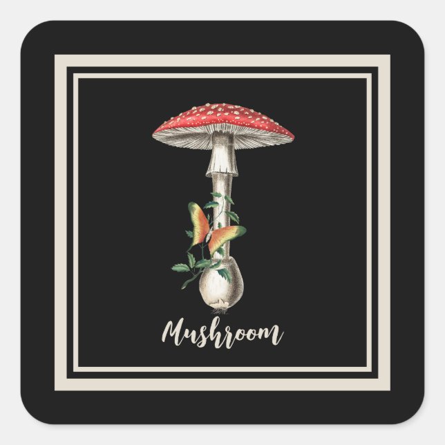 Red Woodland Mushroom  Square Sticker (Front)