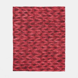 Red Wool: Knitting Texture Background. Fleece Blanket