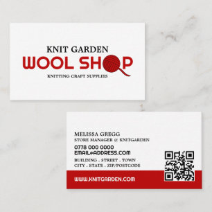 Red Wool Shop Logo, Knitting Store, Yarn Store Business Card
