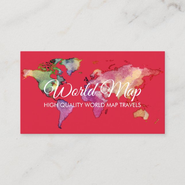 Red World Map Trip Globe Travel Agent Business Card (Front)