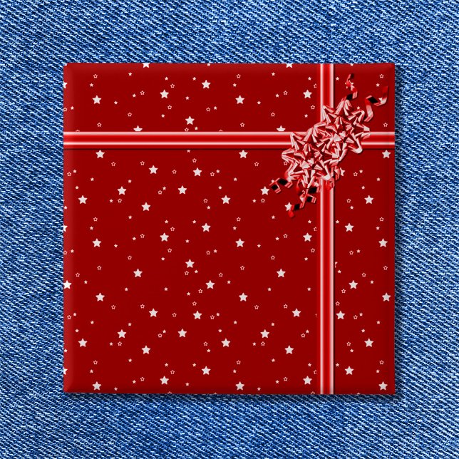 Red Wrapped Present  2 Inch Square Button (Red Wrapped Present - Customized Button)