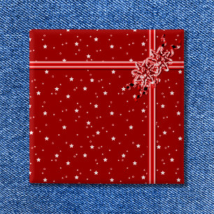 Red Wrapped Present - Customized 2 Inch Square Button