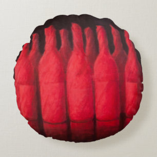 Red wrapped wine 2012 round pillow