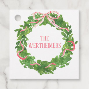 Red Wreath Christmas Favour Gift Tag