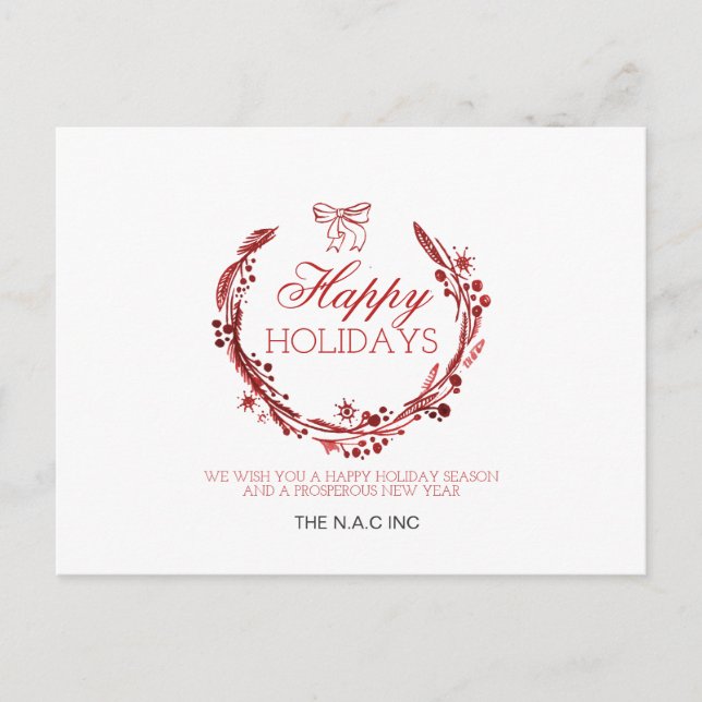 red wreath flourish Corporate PostCard (Front)