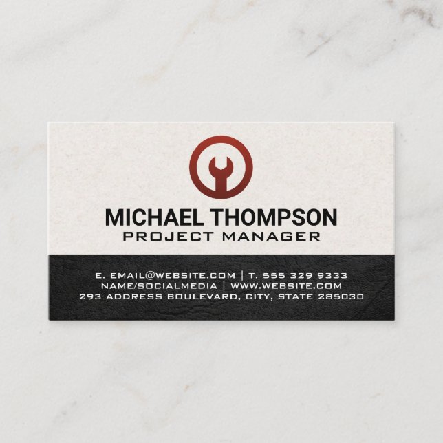 Red Wrench Icon Business Card (Front)