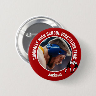 Red Wrestling Team Photo High School Wrestler 2 Inch Round Button