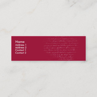 Red writing - skinny mini business card