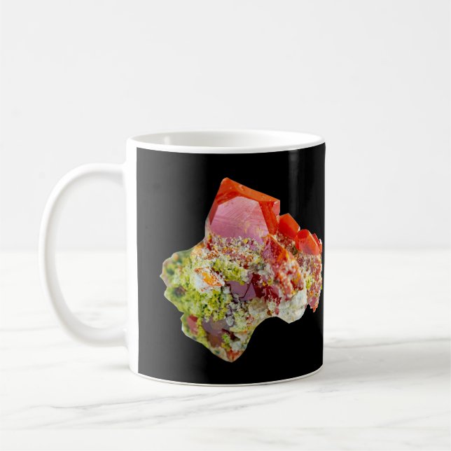 Red Wulfenite Crystal Specimen Mineral Display Art Coffee Mug (Left)