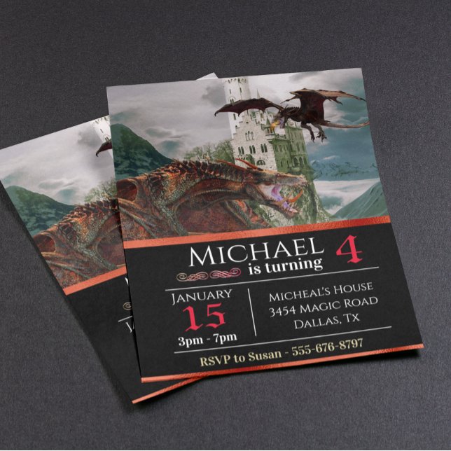 Red Wyvern Dragon Medieval Castle Budget Birthday Flyer (Creator Uploaded)