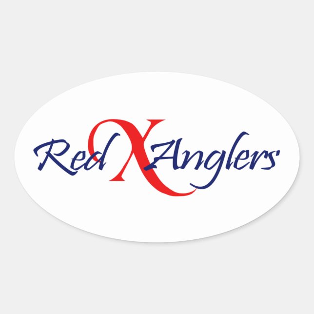 Red X Anglers Oval Sticker (Front)