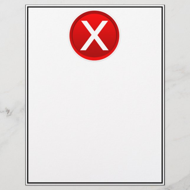 Red X - No / Incorrect Symbol (Front)
