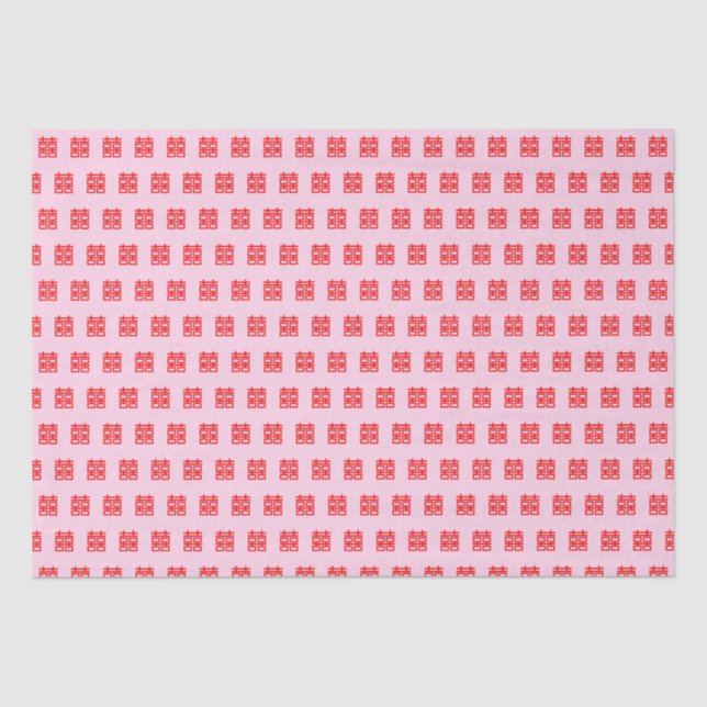 Red Xi Double Happiness Chinese Wedding     Tissue Paper (Front)