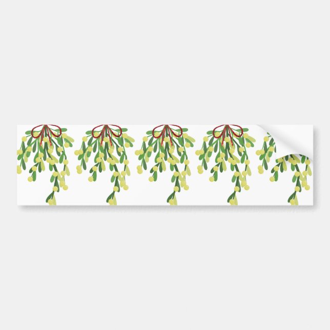 red xmas mistletoe bumper sticker (Front)