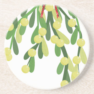 red xmas mistletoe coaster