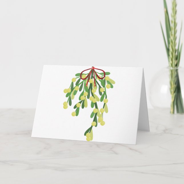 red xmas mistletoe holiday card (Front)