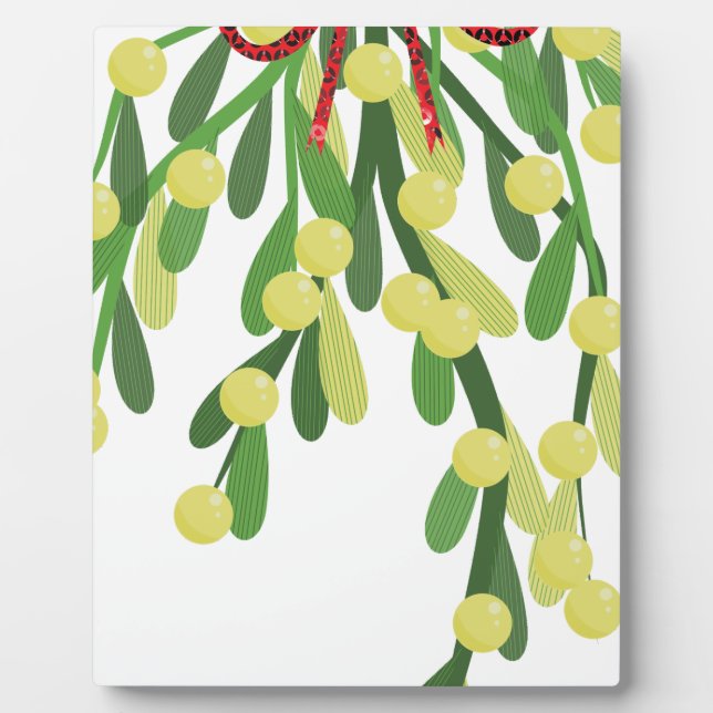 red xmas mistletoe plaque (Front)