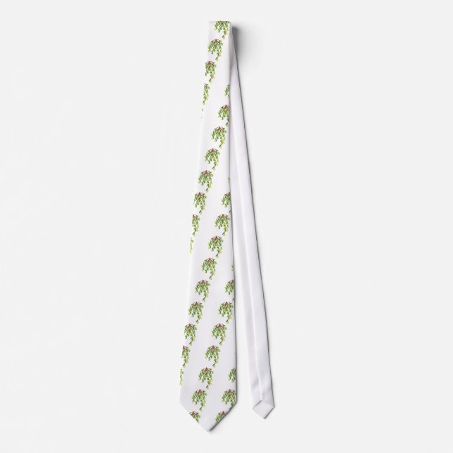 red xmas mistletoe tie (Front)