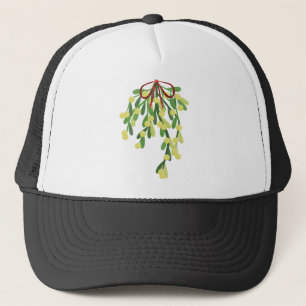 red xmas mistletoe trucker hat
