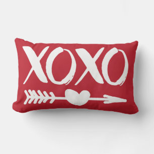 Red XOXO Heart Arrow Coffee Mug Lumbar Pillow