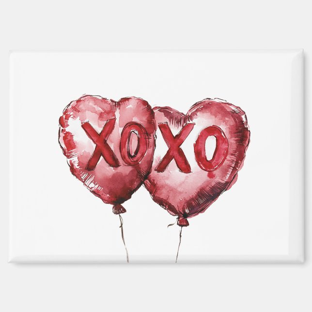 Red XOXO Heart Balloons Magnet (Front)