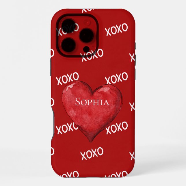 Red XOXO Heart iPhone Case (Back)