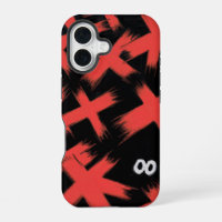 "Red Xs on Black with Hidden Eyes"