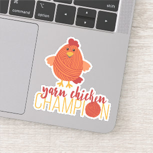 Red Yarn Chicken Champion Custom-Cut Stickers