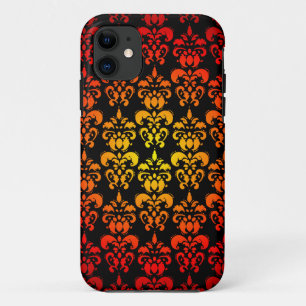 Red, yellow and black damask iPhone 11 case
