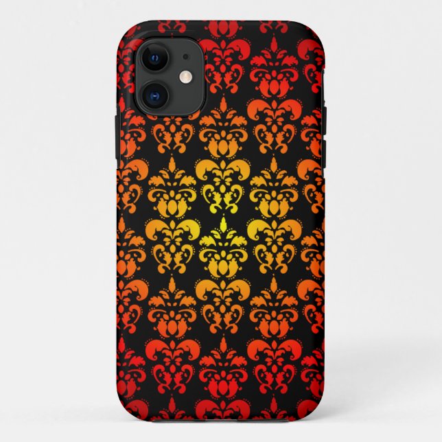 Red, yellow and black damask Case-Mate iPhone case (Back)