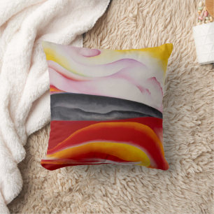 Red, Yellow and Black Streak Georgia O'Keeffe Throw Pillow