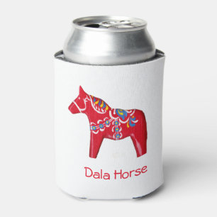 Red, Yellow and Blue Dala Horse Can Cooler