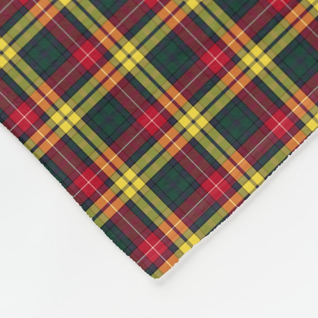 Red, Yellow and Green Buchanan Clan Tartan Fleece Blanket (Corner)
