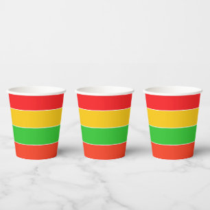 Red, Yellow and Lime Green Stripes Paper Cups