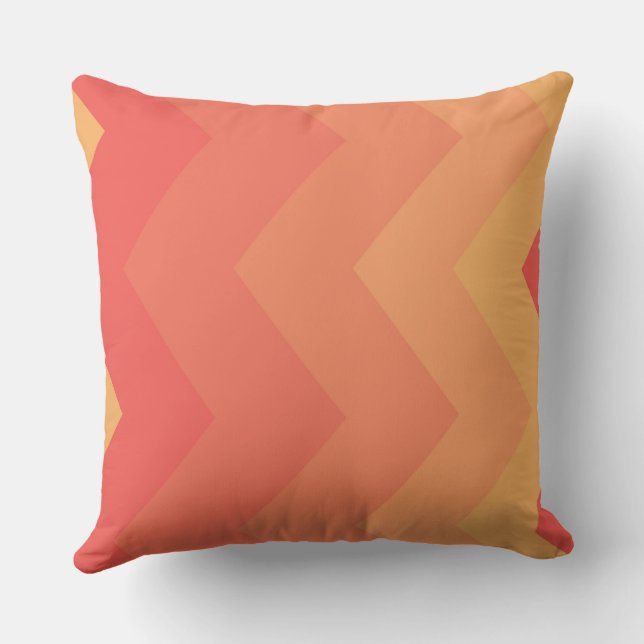 Red, Yellow and Orange chevron Pattern Throw Pillow (Back)
