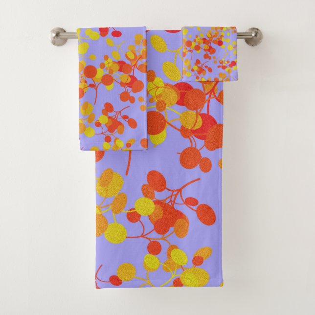 Red Yellow ans Orange Honesty Seeds Design Bath Towel Set (Insitu)