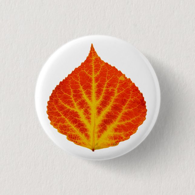 Red & Yellow Aspen Leaf #10 1 Inch Round Button (Front)