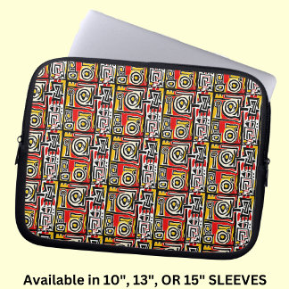 Red Yellow Black Abstract African Tribal Geometric Laptop Sleeve