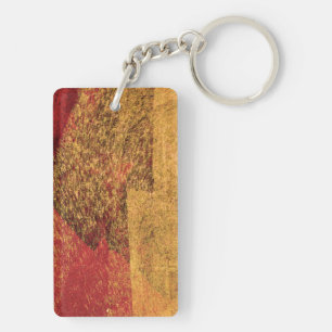 Red yellow black abstract paint brush art keychain