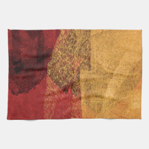 Red yellow black abstract paint brush art kitchen towel
