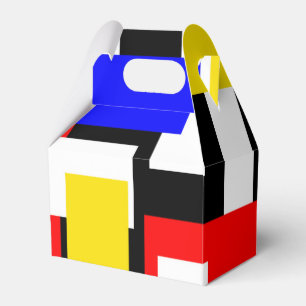 Red, Yellow, Black and Blue Geometric Blocks Favor Box