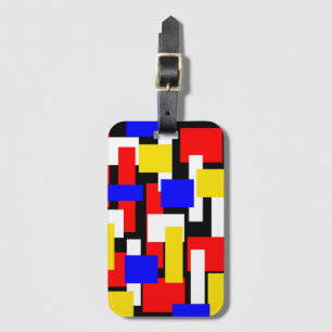 Red, Yellow, Black and Blue Geometric Blocks  Luggage Tag