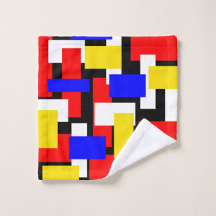 Red, Yellow, Black, and Blue Geometric Wash Cloth