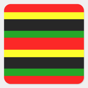 Red, Yellow, Black and Green Stripes Square Sticker
