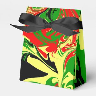 Red, Yellow, Black and Green Swirls Favor Box