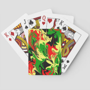 Red, Yellow, Black and Green Swirls Playing Cards