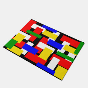 Red, Yellow, Black, Blue and Green Blocks Doormat